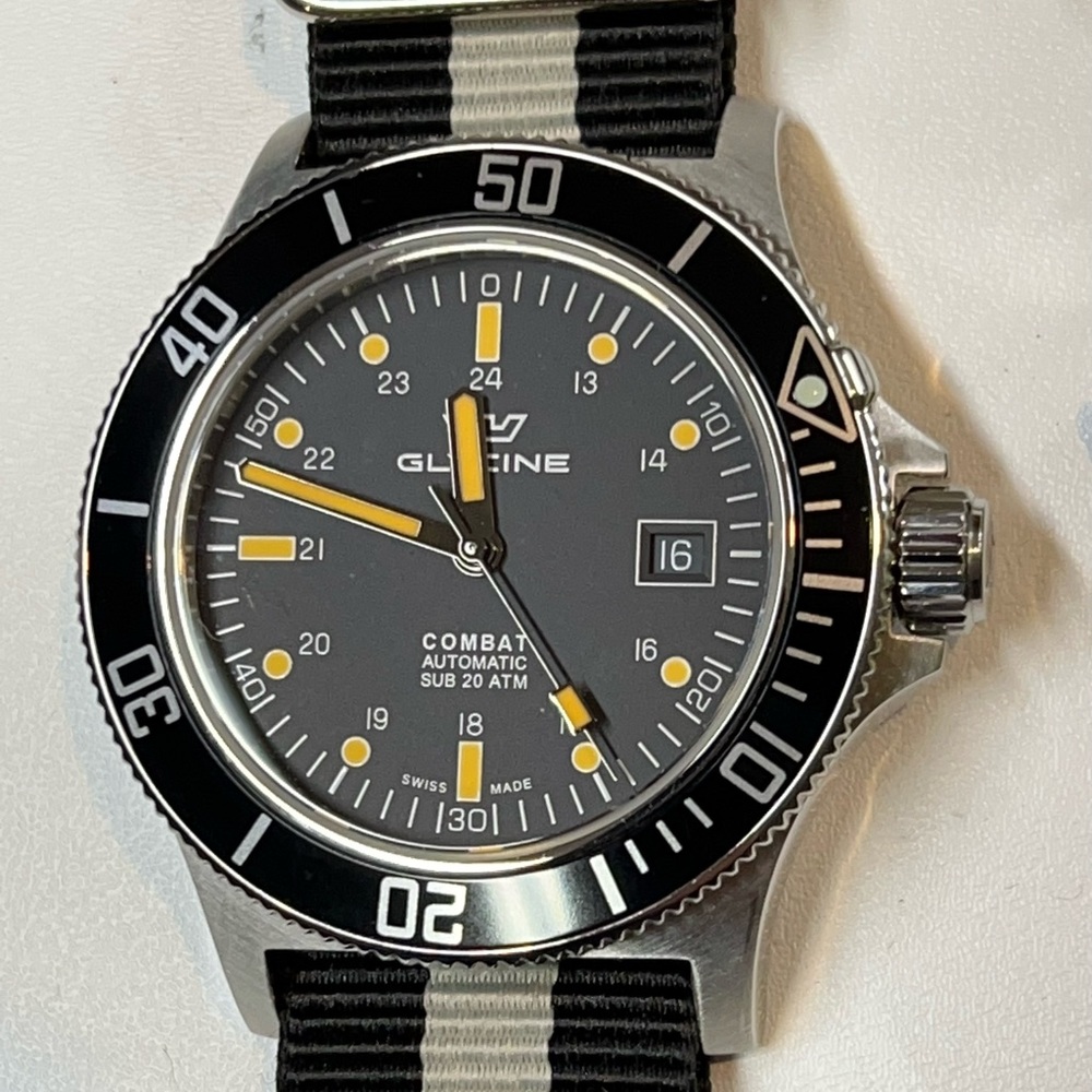 Glycine Combat Sub Automatic Black Dial Men's Swiss Watch